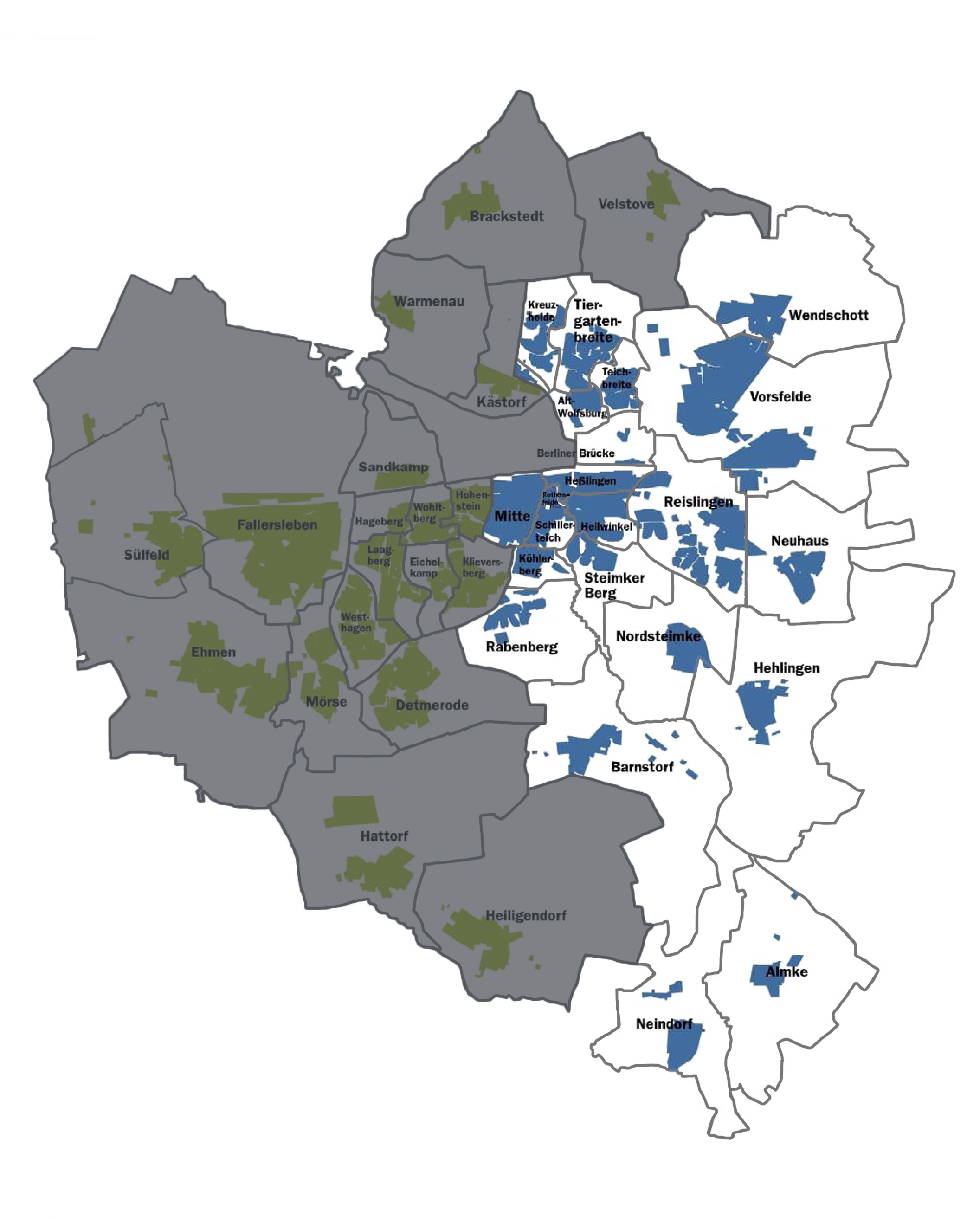 Karte des Stadtgebietes - östlicher Bereich