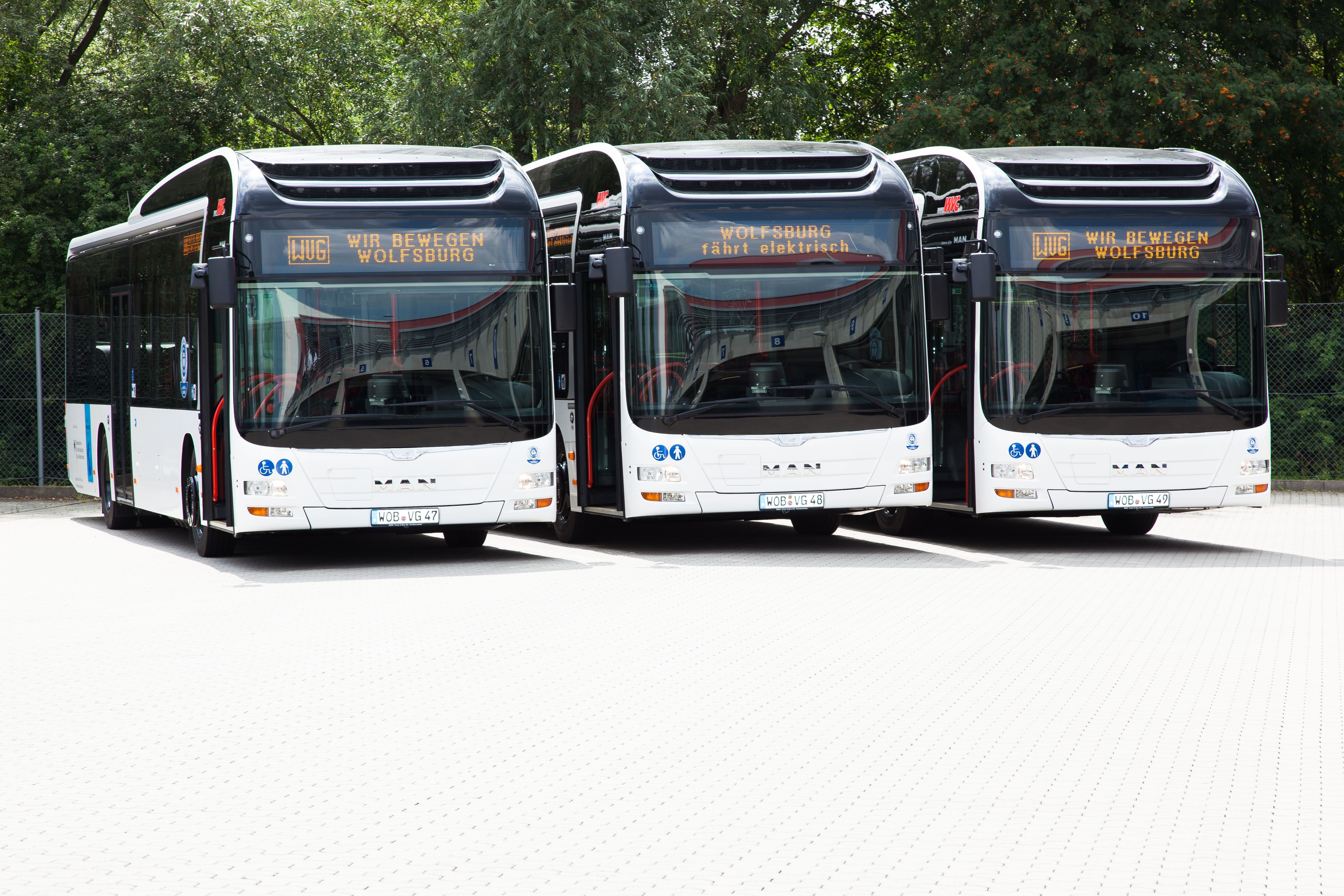 Drei Busse der Wolfsburger Verkehrsbetriebe