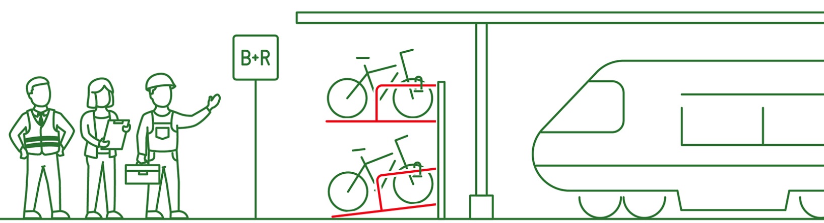 Drawing bicycle parking spaces at the main station