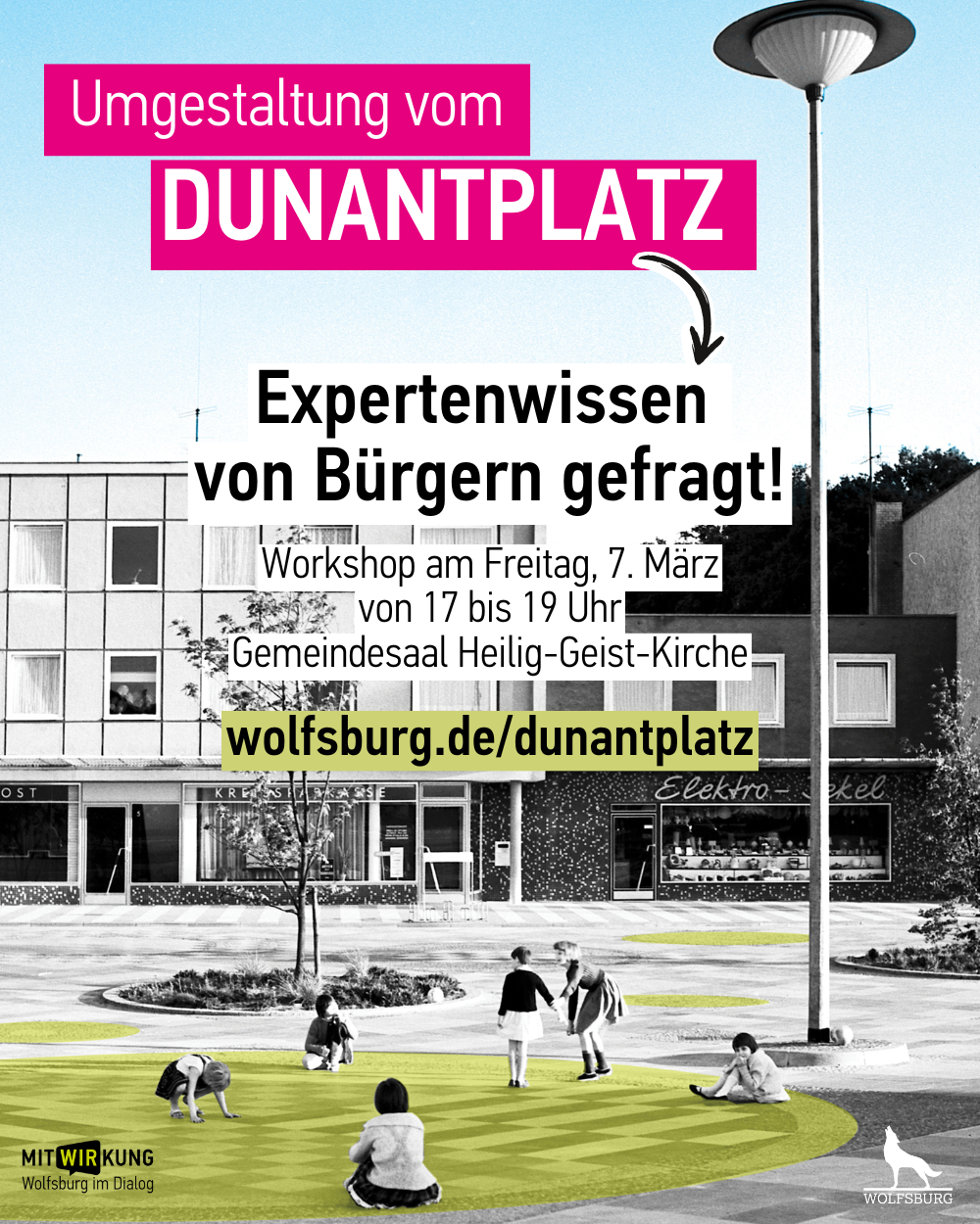 Poster for the public participation in the redesign of Dunantplatz