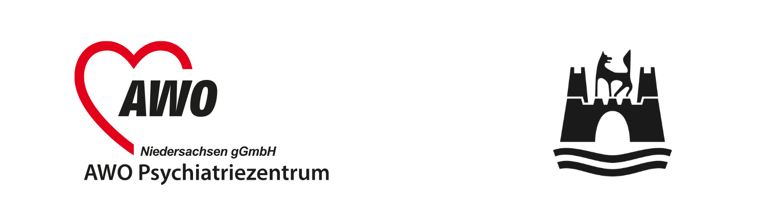 Logos of the AWO and the city of Wolfsburg