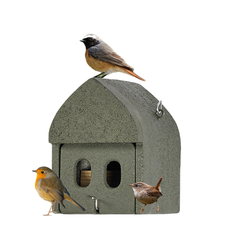 Nesting box for niche breeders such as black redstart, white wagtail, coal tit, tree sparrow and house sparrow, robin, wren, gray flycatcher